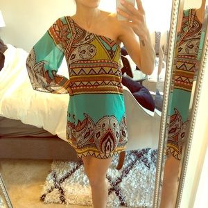 Printed One Shoulder Dress